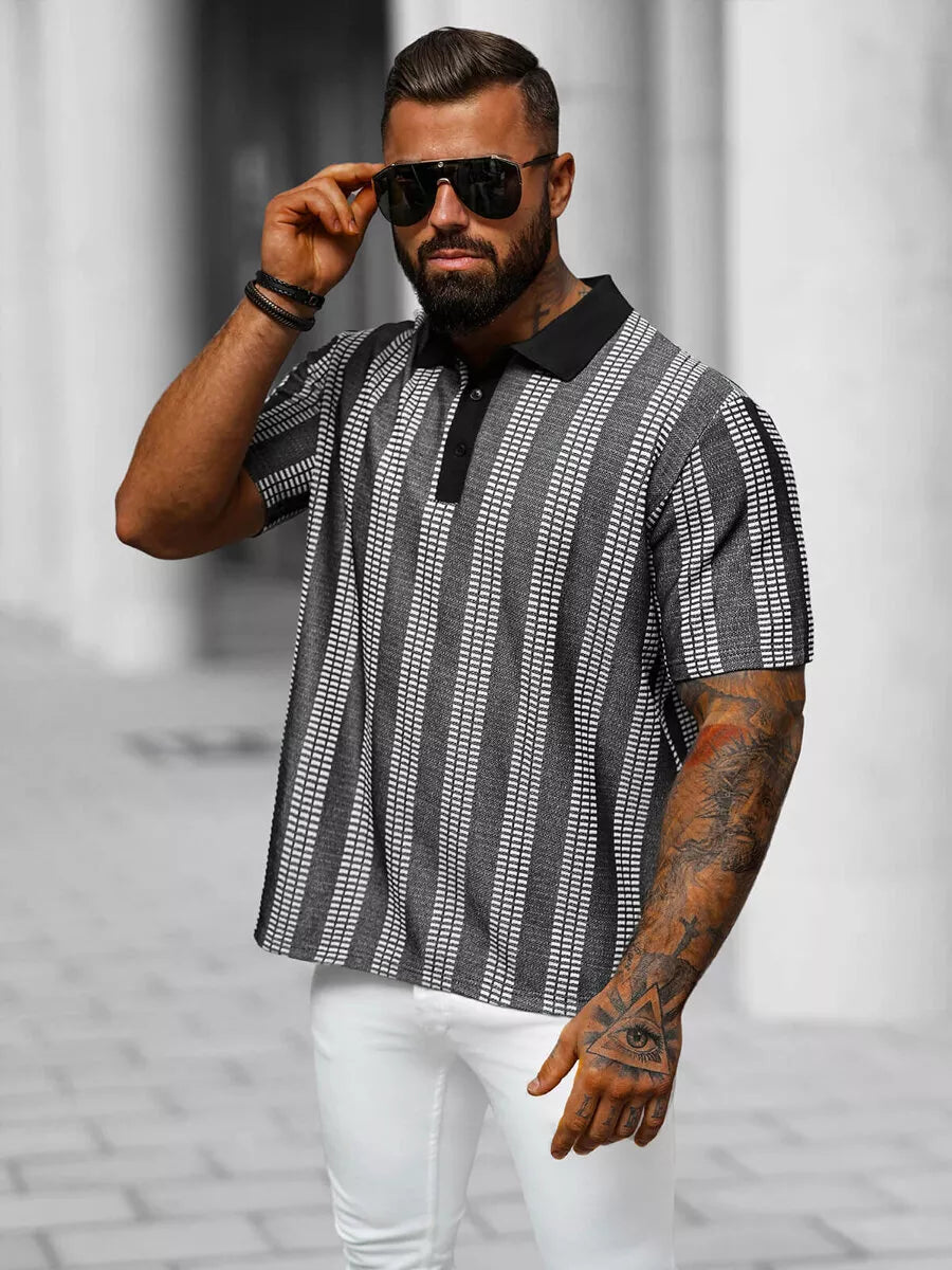 Vyriškis juodi polo marškinėliai Fit