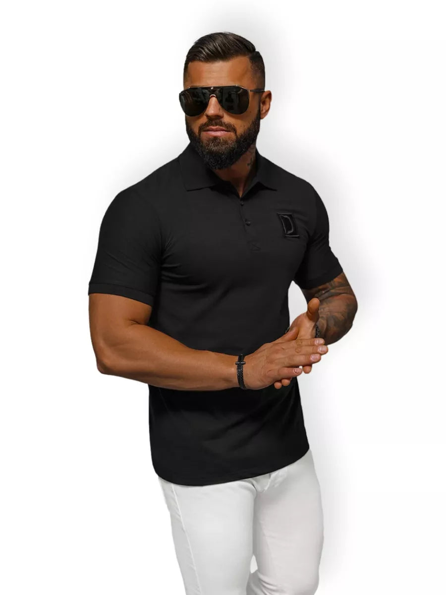 Vyriški juodi polo marškinėliai Tirol