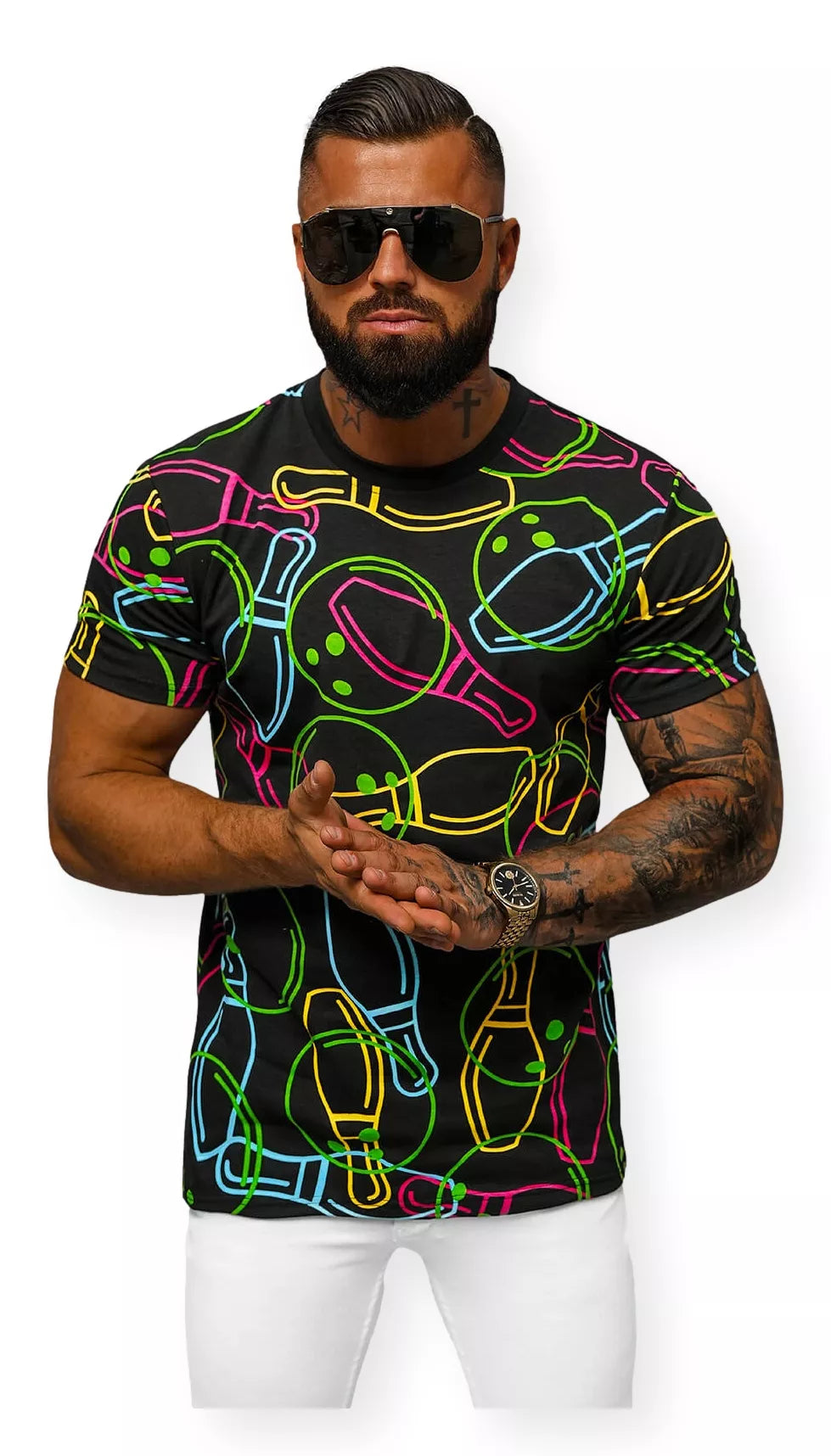 Vyriški juodi marškinėliai su spauda Goal