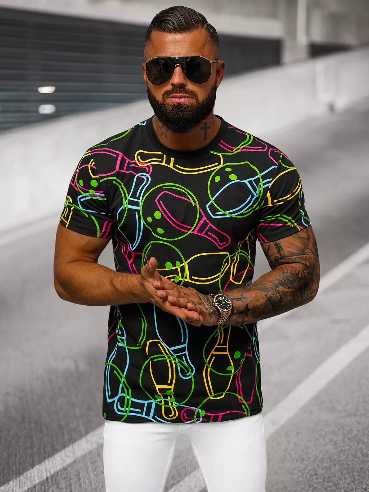 Vyriški juodi marškinėliai su spauda Goal