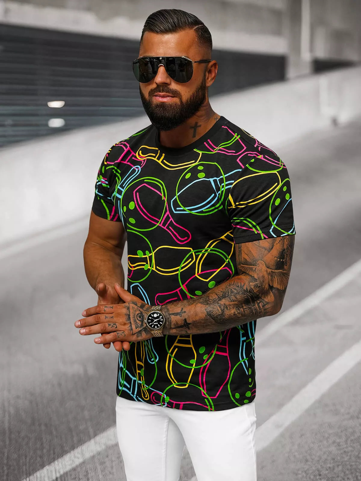 Vyriški juodi marškinėliai su spauda Goal