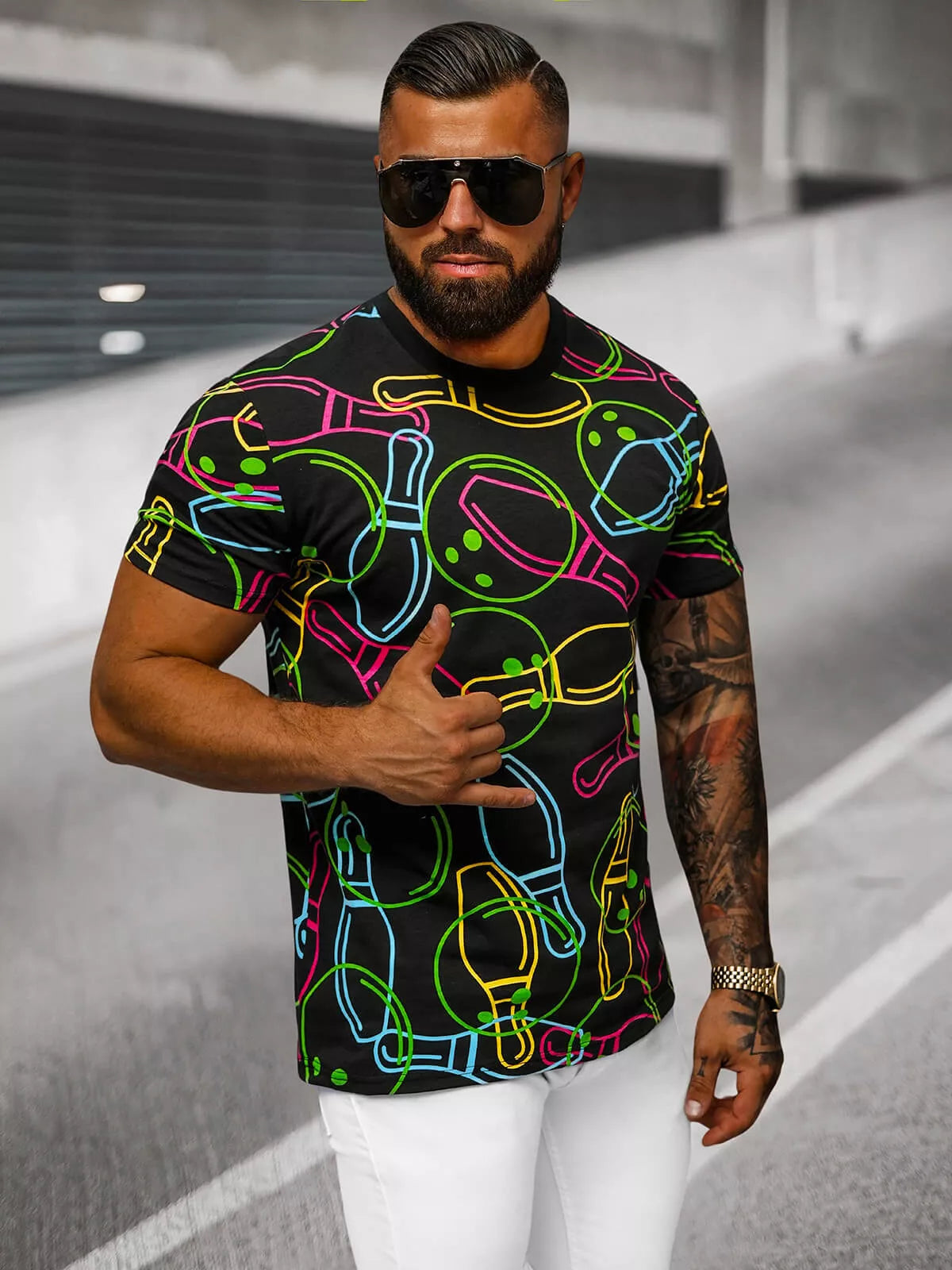 Vyriški juodi marškinėliai su spauda Goal