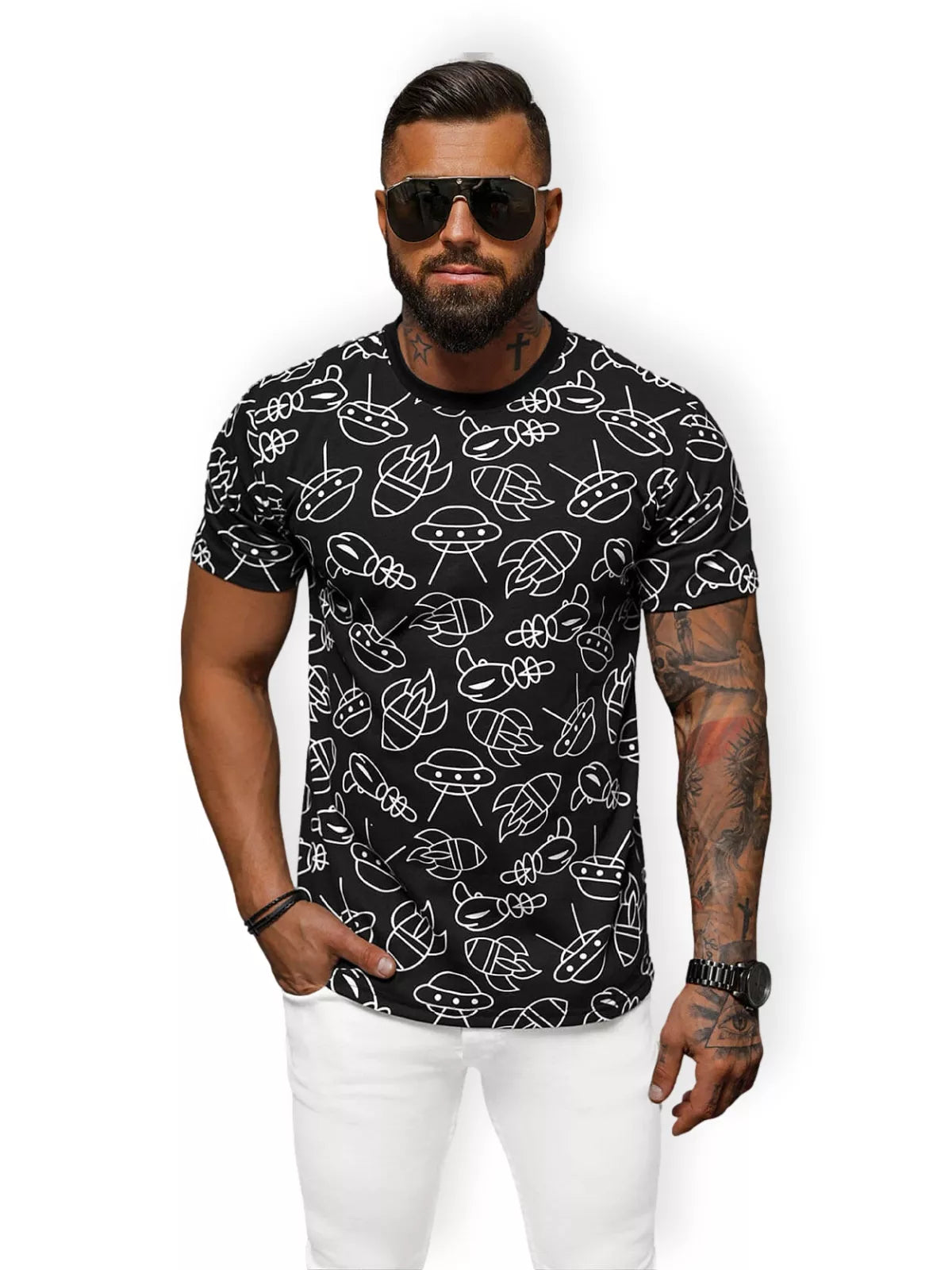 Vyriški juodi marškinėliai Space