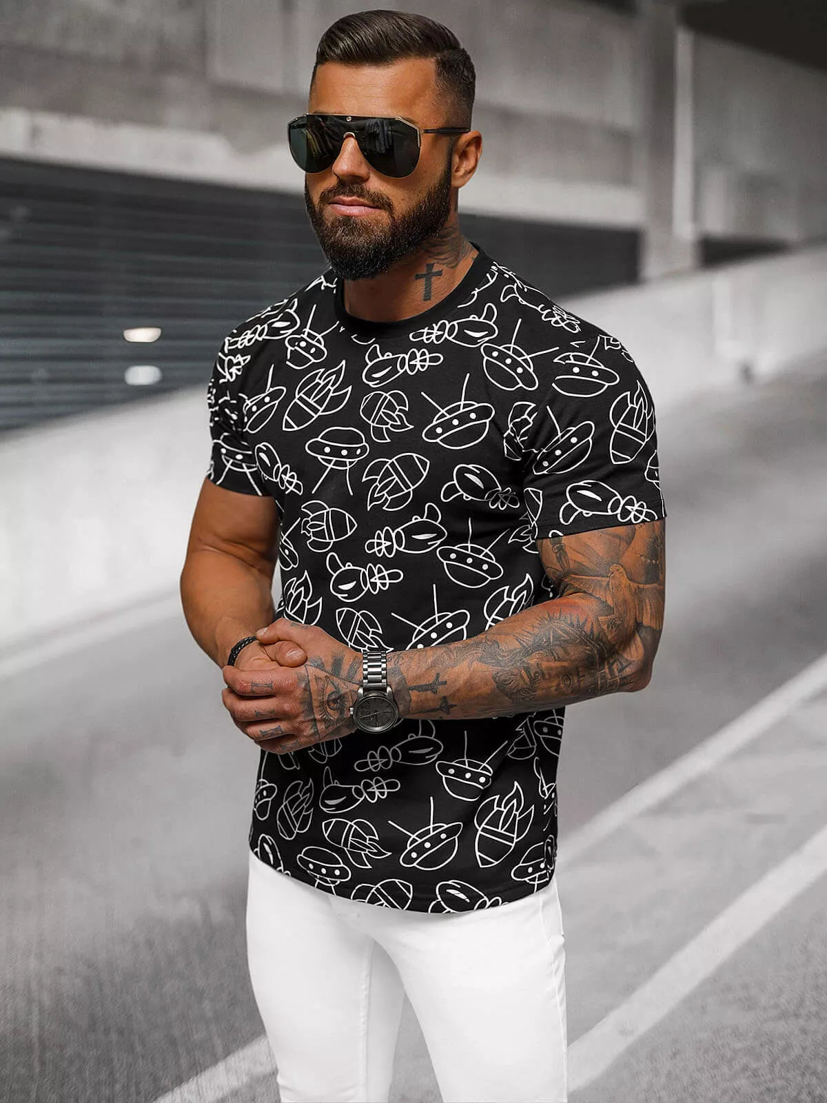 Vyriški juodi marškinėliai Space