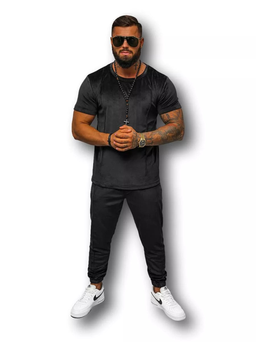 Vyriškas juodas veliūrinis komplektas Sinor