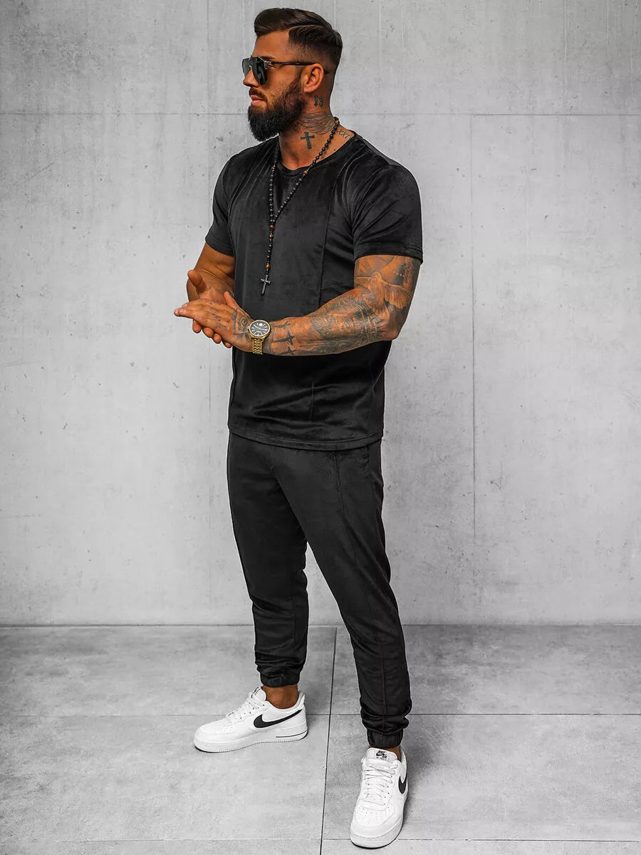 Vyriškas juodas veliūrinis komplektas Sinor