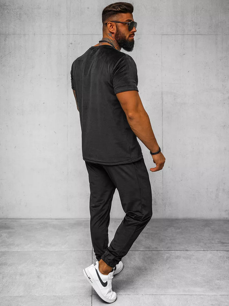 Vyriškas juodas veliūrinis komplektas Sinor