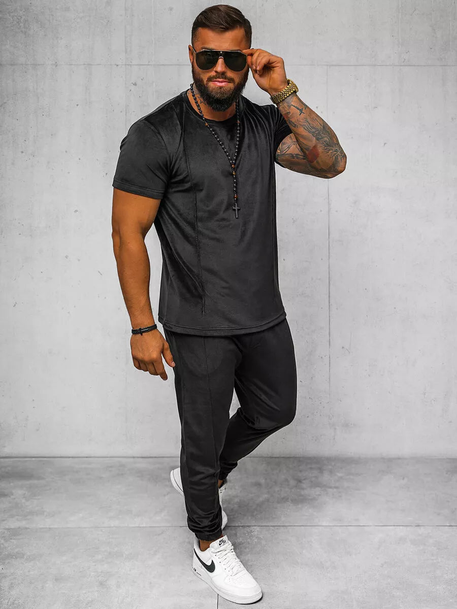 Vyriškas juodas veliūrinis komplektas Sinor