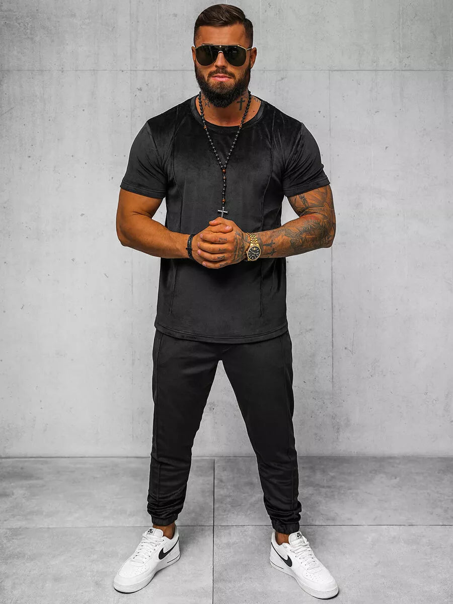 Vyriškas juodas veliūrinis komplektas Sinor