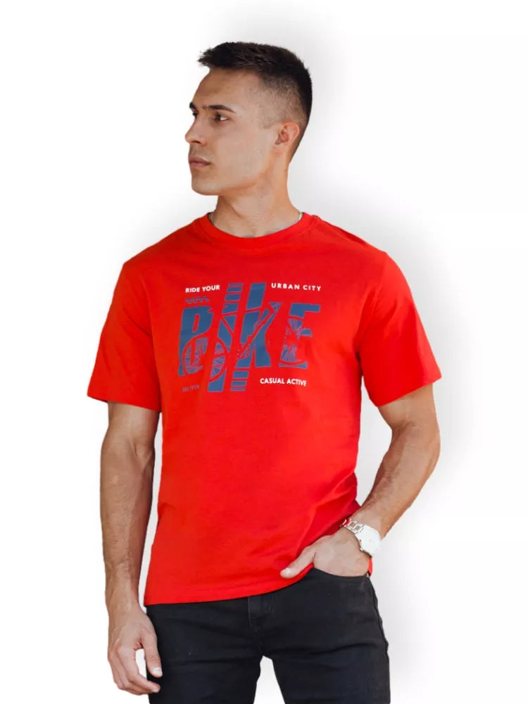 Vyriški oranžiniai marškinėliai Bike