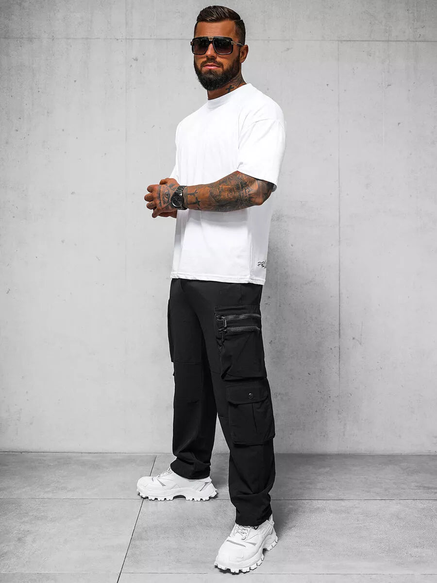 Vyriškos plačios juodos spalvos kelnės Olimp