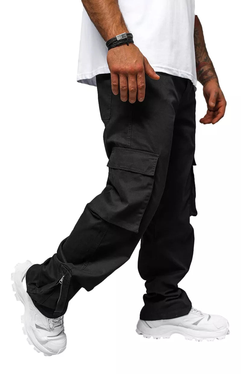 Vyriškos plačios juodos spalvos kelnės Deril