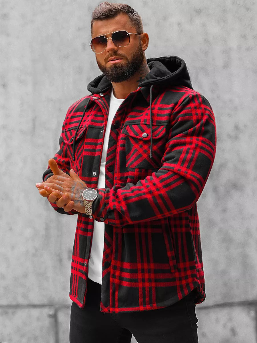 Raudona vyriška striukė su gobtuvu Akor