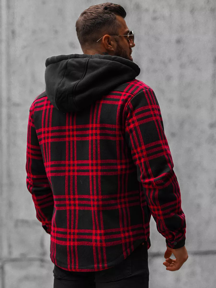 Raudona vyriška striukė su gobtuvu Akor