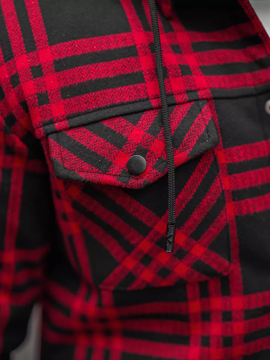 Raudona vyriška striukė su gobtuvu Akor