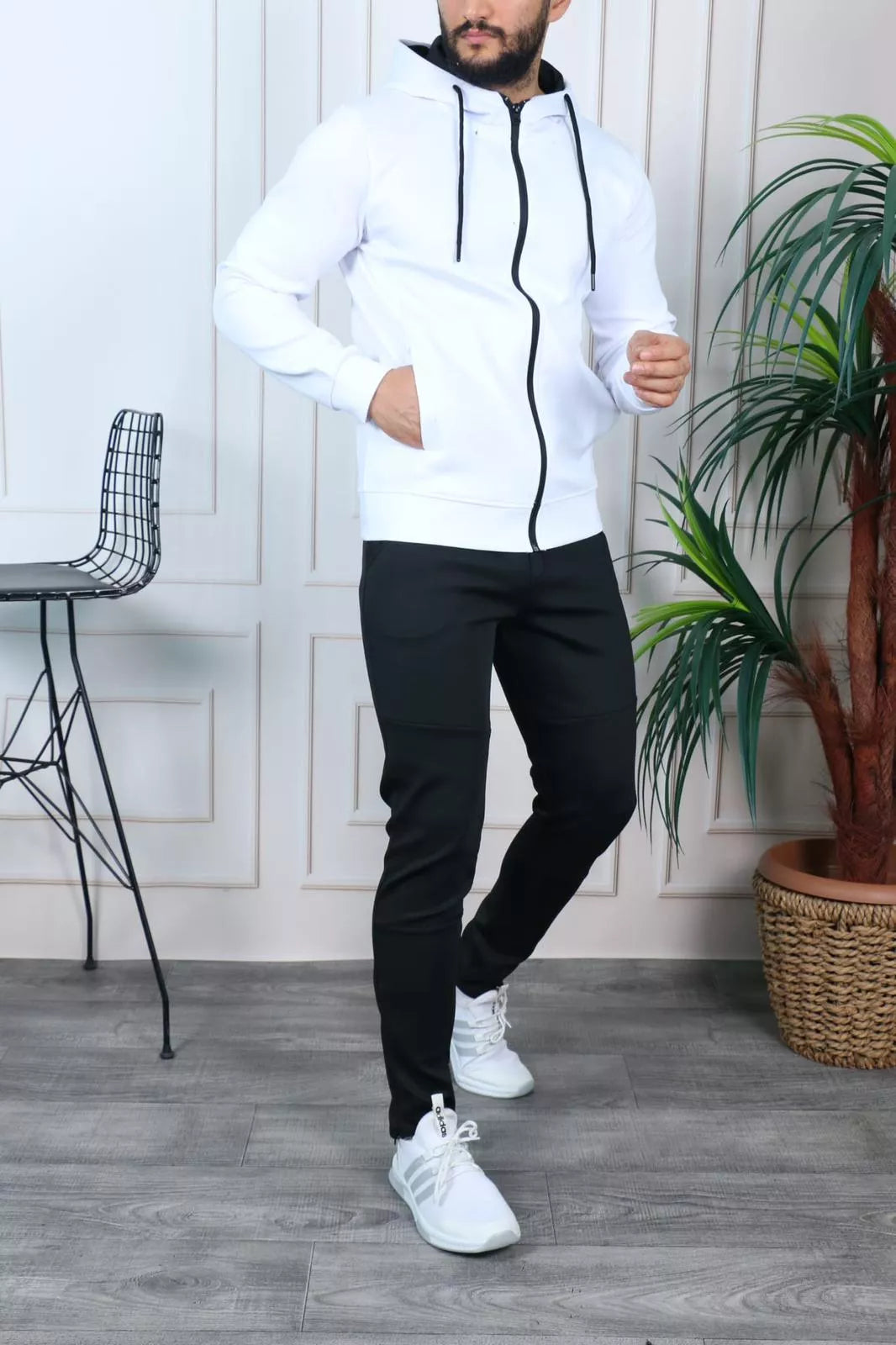 Vyriškas sportinis komplektas baltas Retro