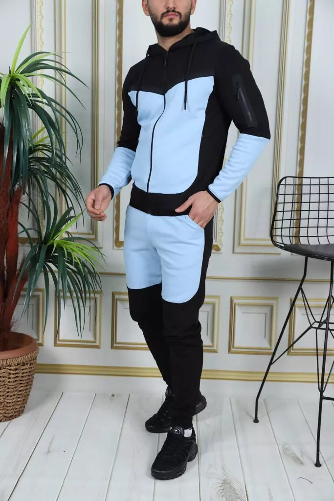 Vyriškas sportinis komplektas juodas - šviesiai mėlyna Rener