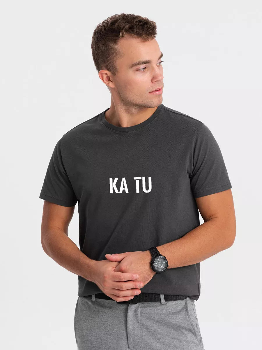 Vyriški tamsiai pilki marškinėliai KĄ TU