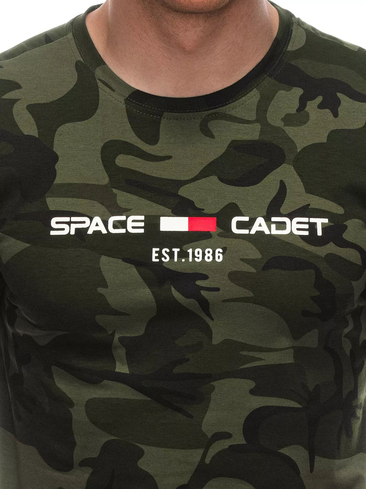 Vyriški tamsiai žali kamufliažiniai marškinėliai Cadet