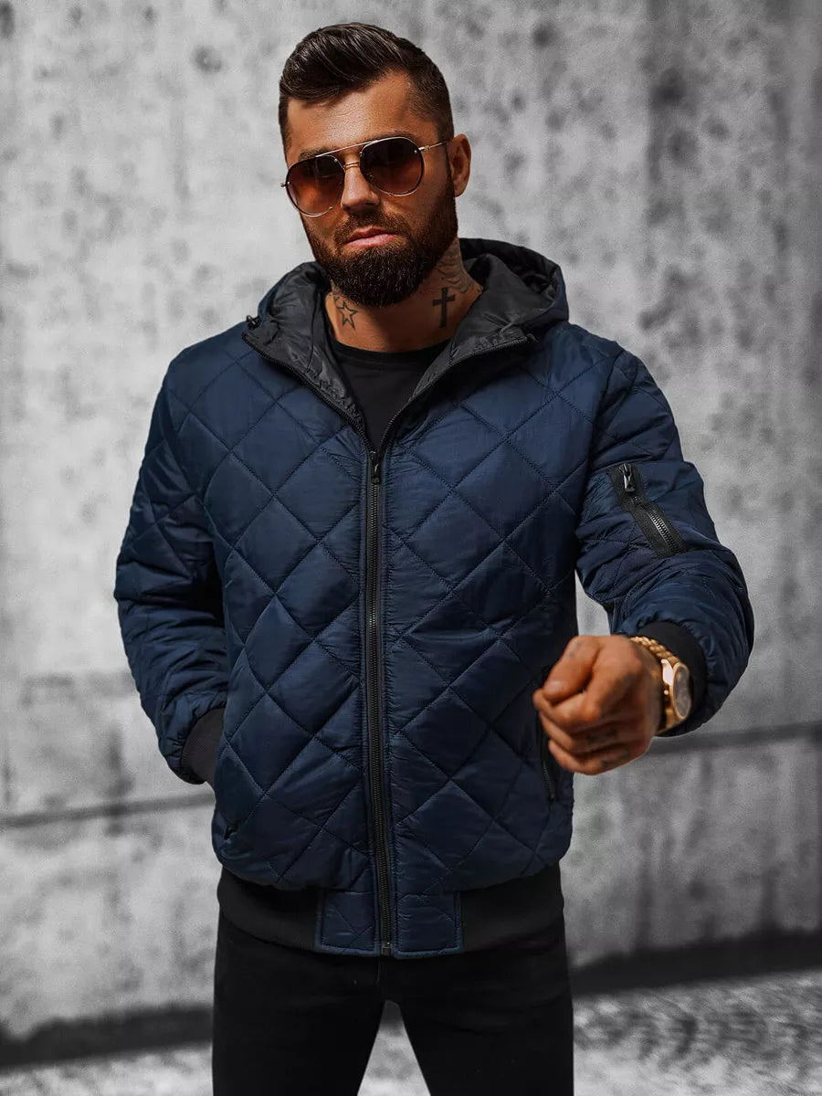 Vyriška tamsiai mėlynos spalvos striukė su gobtuvu Ogmina