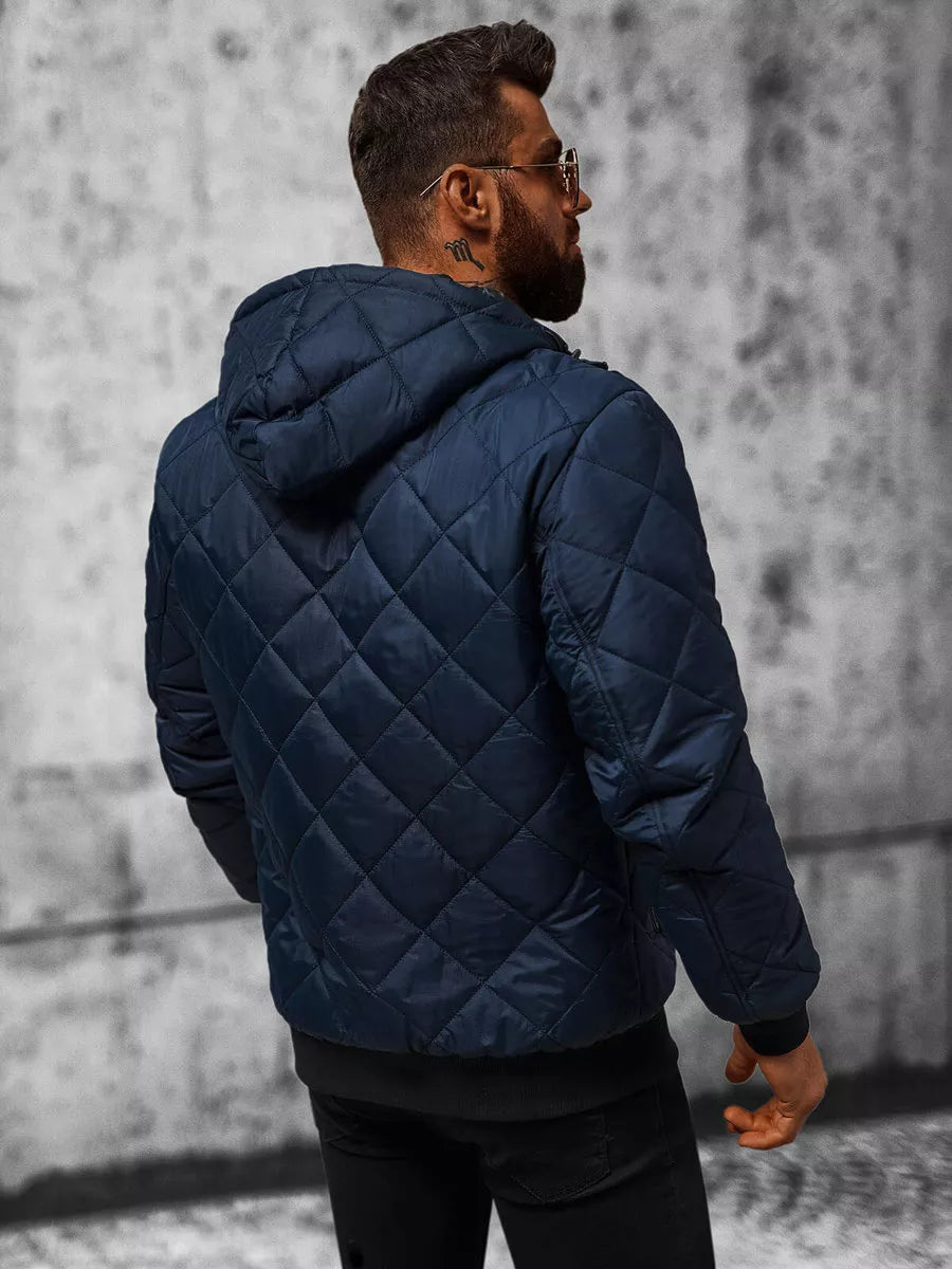 Vyriška tamsiai mėlynos spalvos striukė su gobtuvu Ogmina