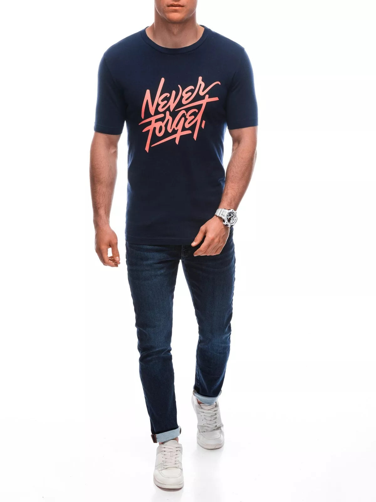 Vyriški tamsiai mėlyni marškinėliai Forget