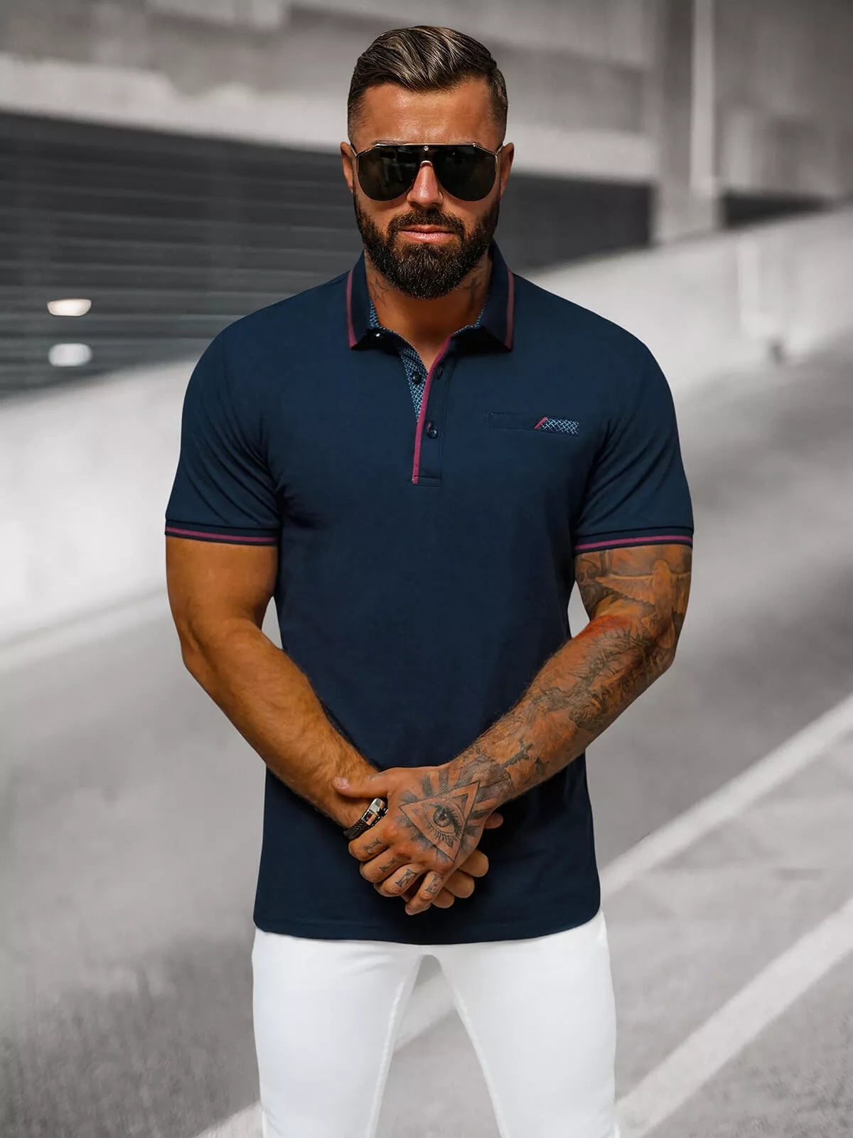 Vyriški tamsiai mėlyni polo marškinėliai Team