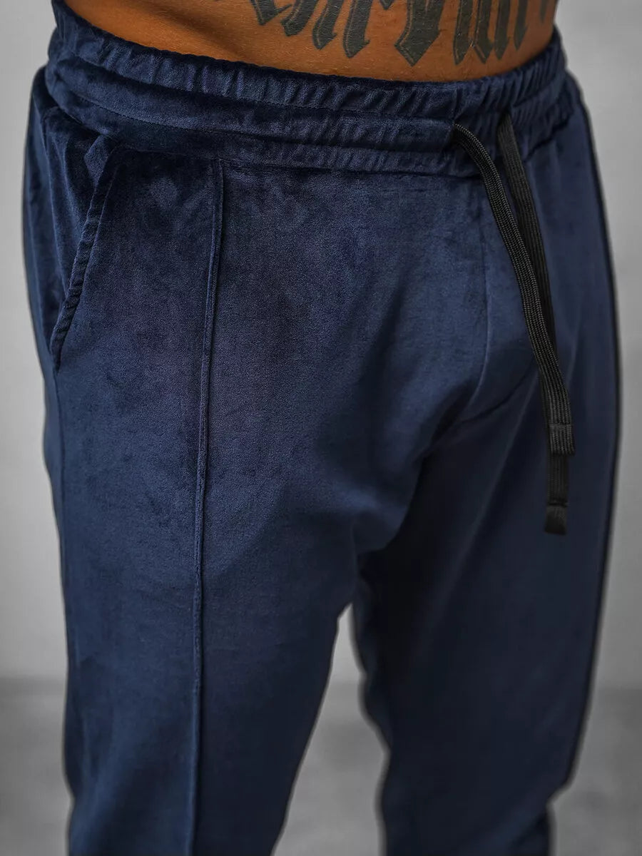 Vyriškas tamsiai mėlynas veliūrinis komplektas Sinor