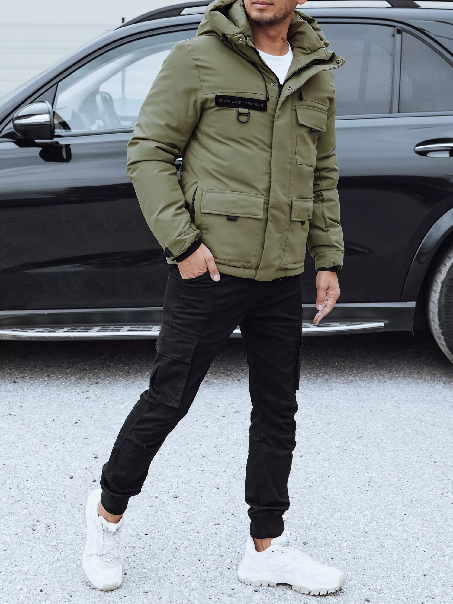 Vyriška žalia žieminė striukė Teo