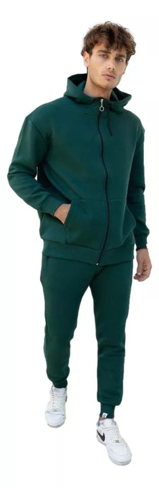 Žalias vyriškas komplektas su gobtuvu Zipos