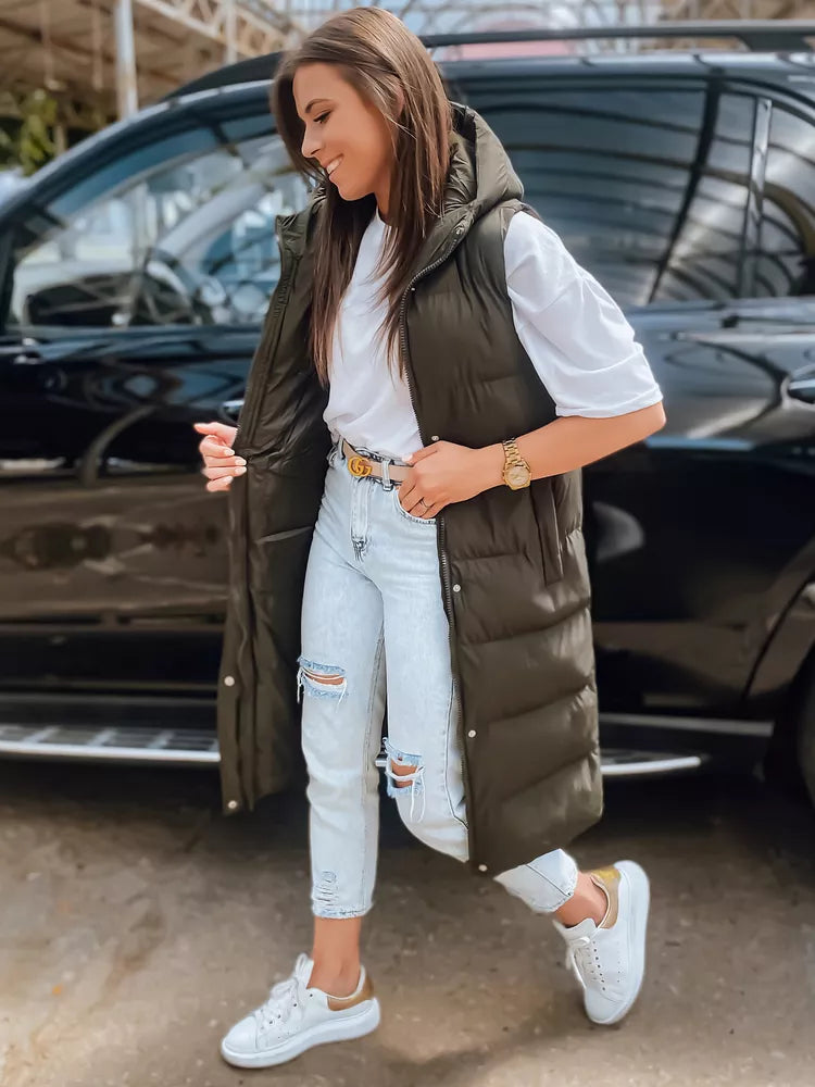 Žalia moteriška liemenė su gobtuvu Luves