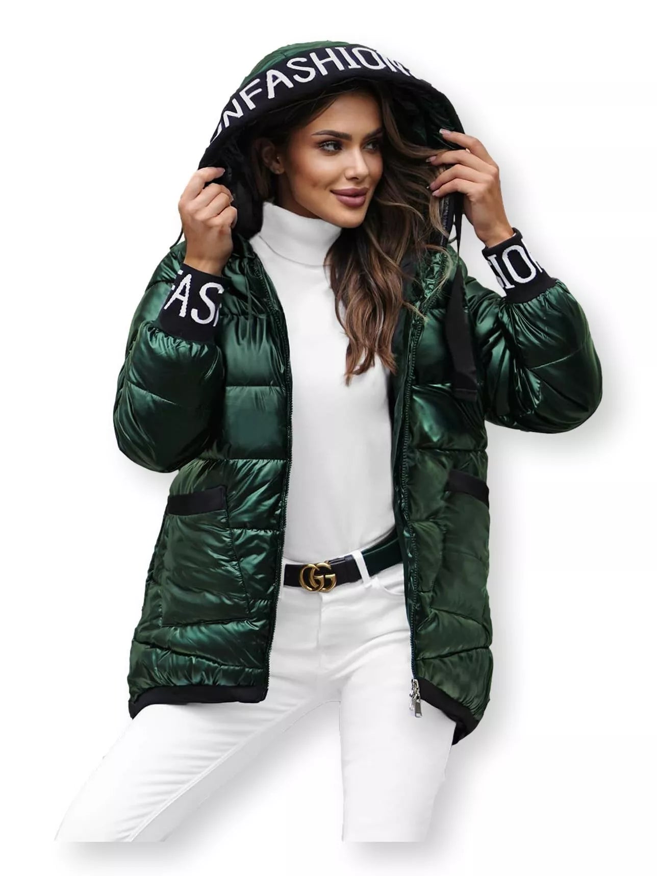 Žalia blizgi striukė Agor