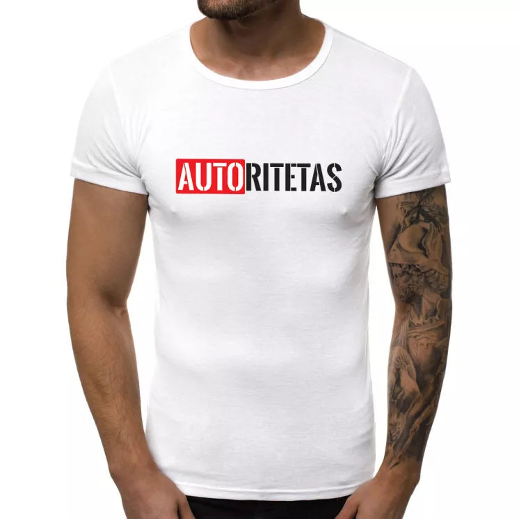 Balti vyriški marškinėliai Autoritetas