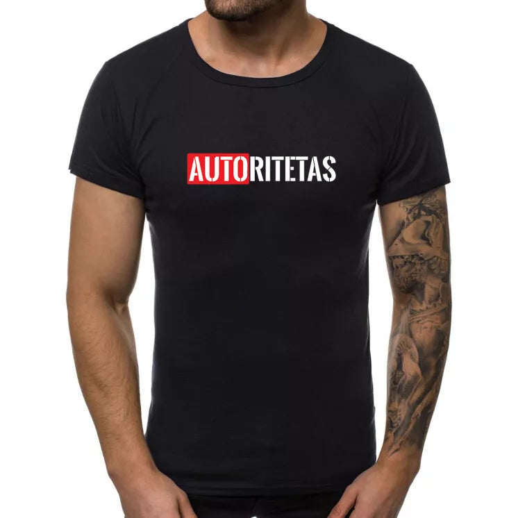 Juodi vyriški marškinėliai Autoritetas