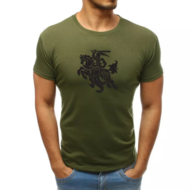 Chaki vyriški marškinėliai VYTIS juodas