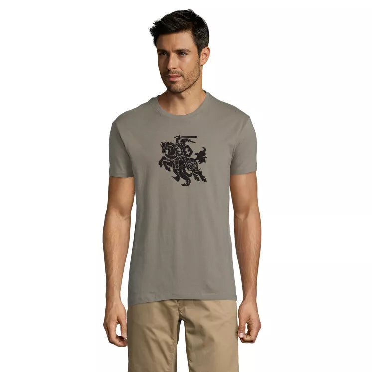 Šviesiai chaki vyriški marškinėliai  VYTIS juodas