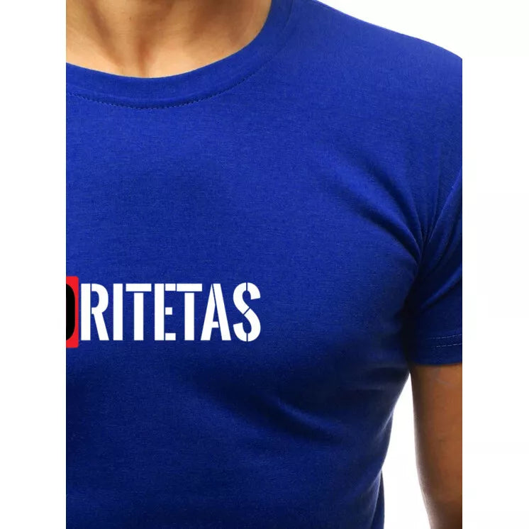 Ryškiai mėlyni vyriški marškinėliai Autoritetas