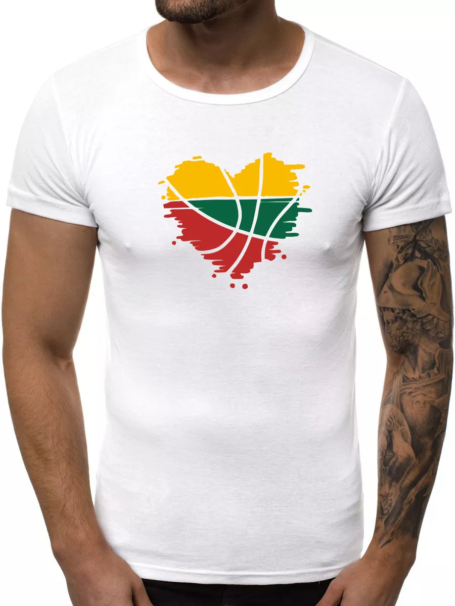 Balti vyriški marškinėliai Širdis